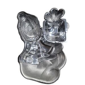 LENOX Yuletide 3D SNOWMAN CHIP & DIP Metal Serveware Serving Tray Platter 12½x9"